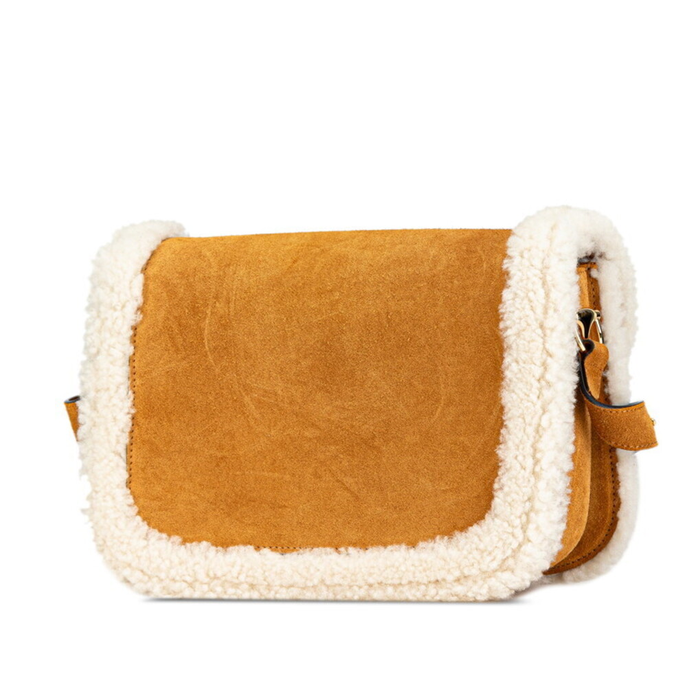 Gucci Shoulder Beige Bag Crossbody Horsebit Suede Tan Mouton White